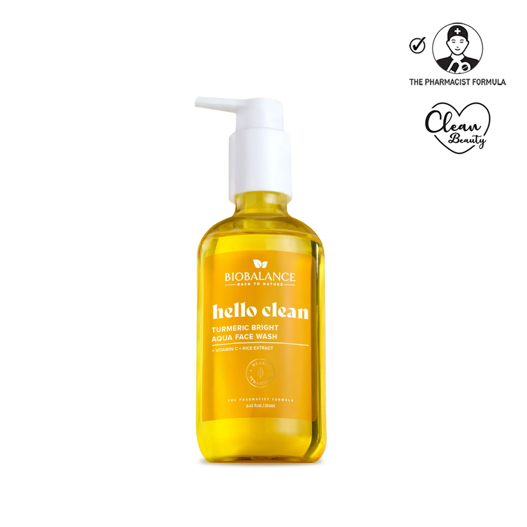 _BB-TURMERIC-FACE-WASH-1800X1800 HELLO CLEAN TURMERIC BRIGHT AQUA FACE WASH 250 ML - Image 1